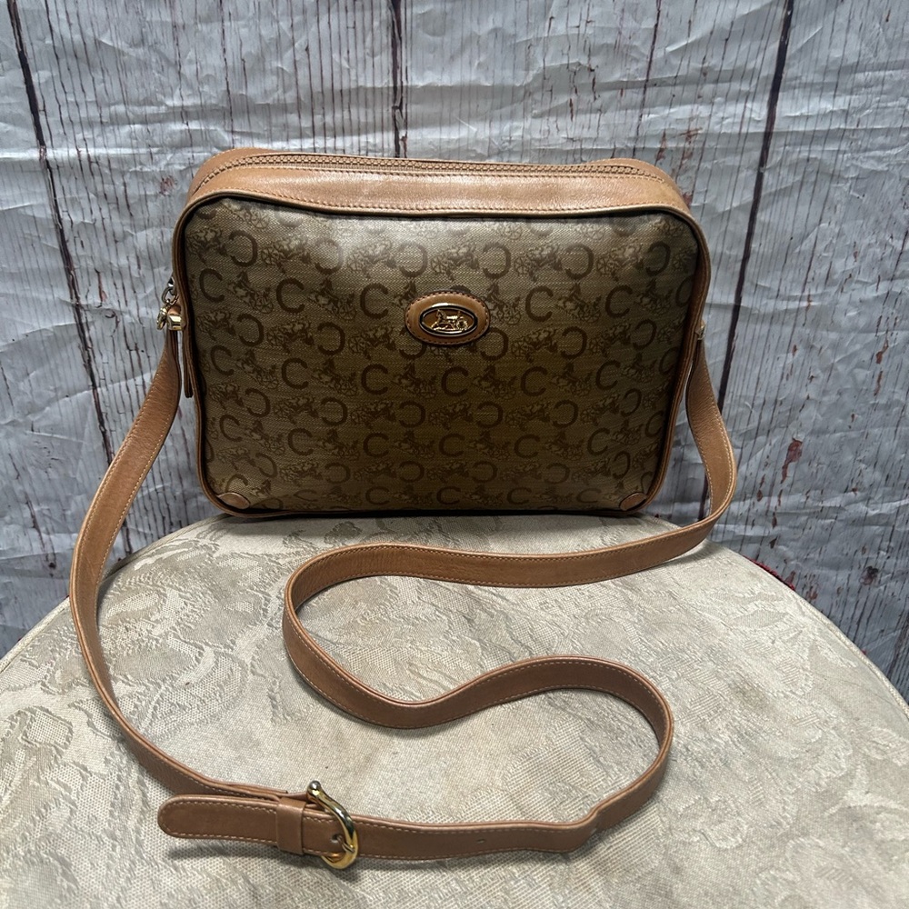 Vintage Celine C Monogram Horse & Carriage Coated Canvas shpoulder/Crossbody bag